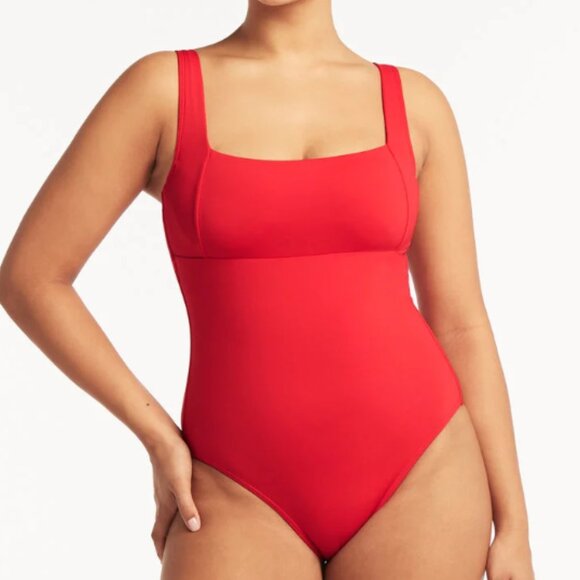 Sea Level Australia Other - NWT Sea Level Australia Essentials Square Neck One Piece Swim Red 12 Underwired